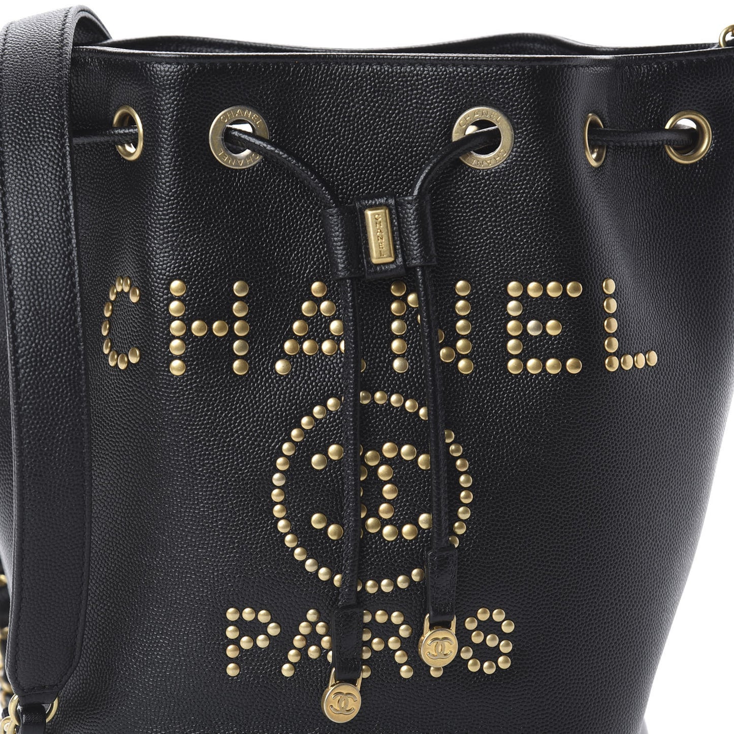 Caviar Deauville Drawstring Bucket Bag Black