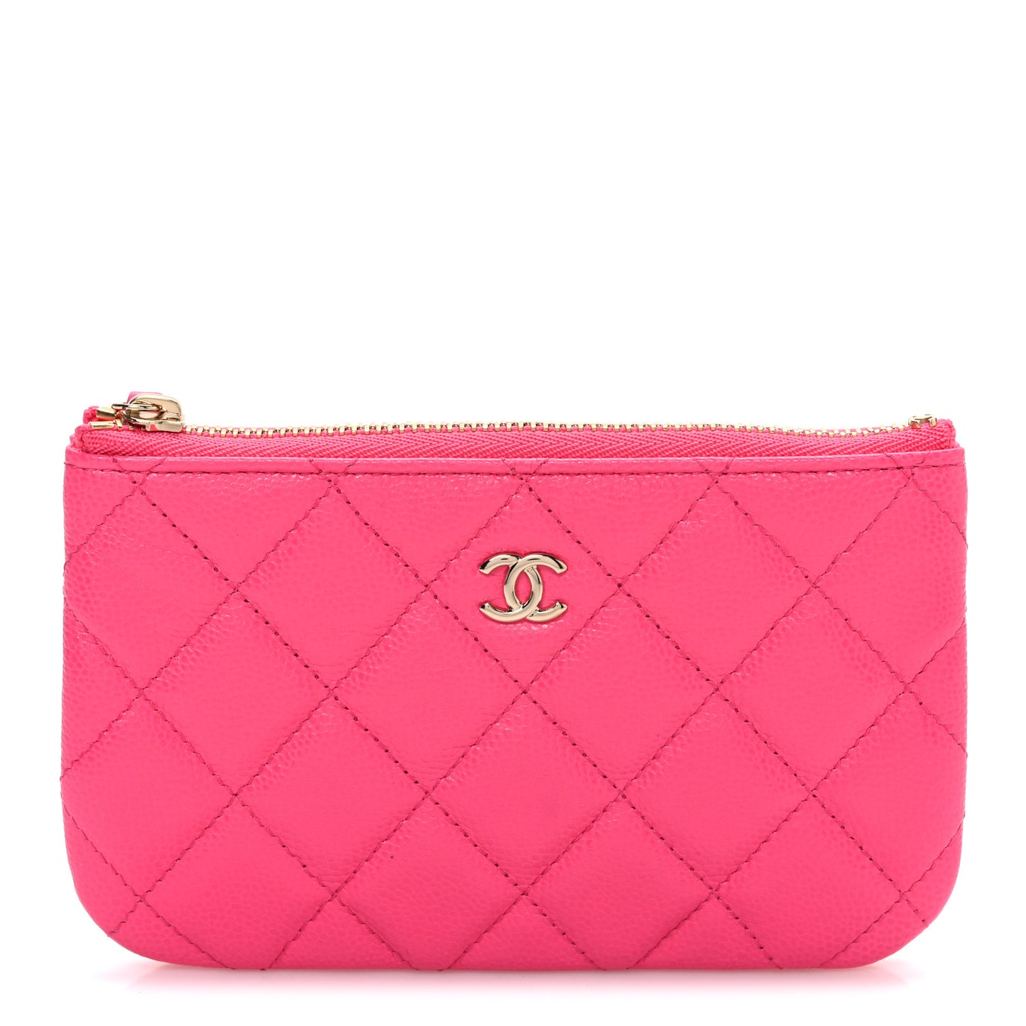 Caviar Quilted Small Cosmetic Case Pink