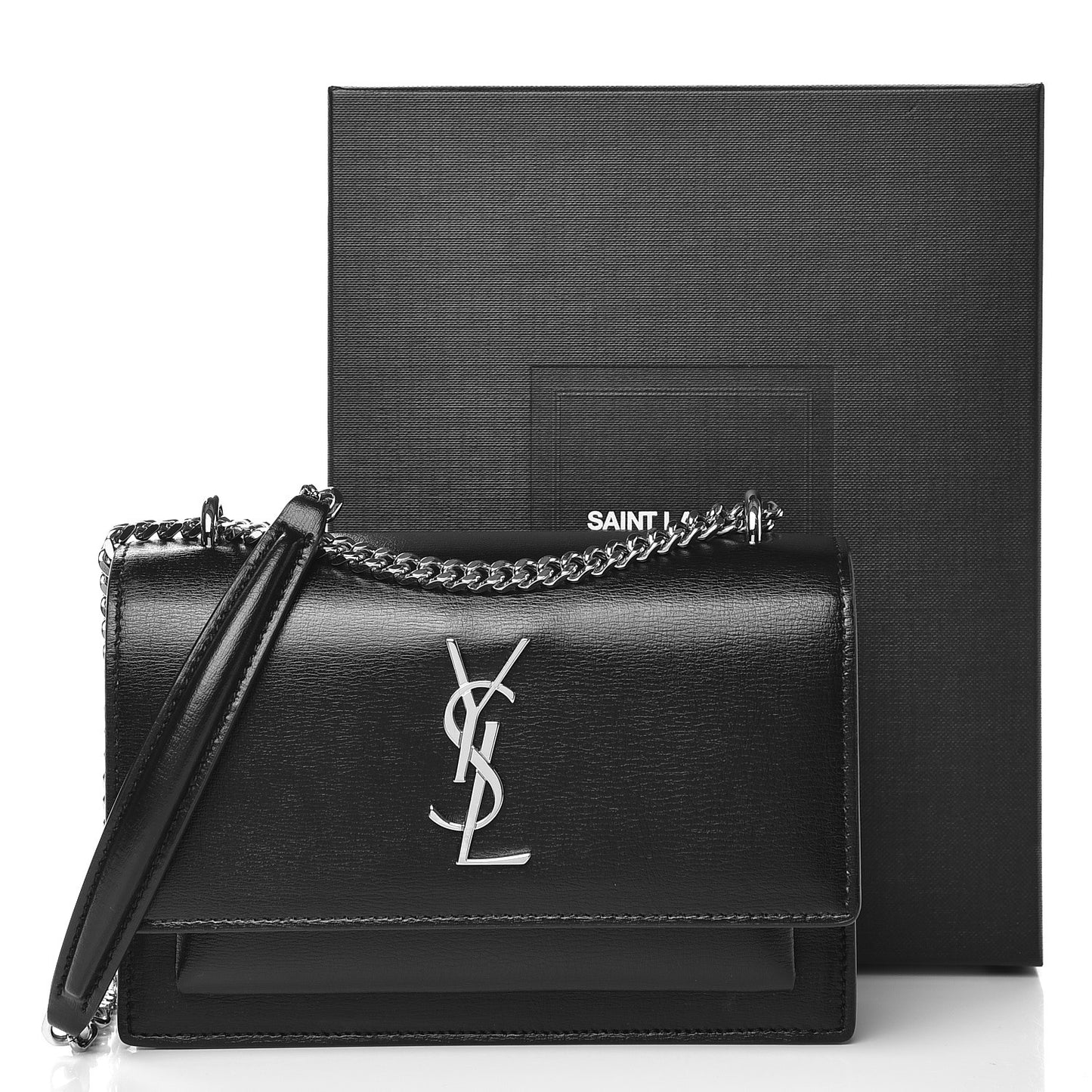 Calfskin Monogram Sunset Chain Wallet Black