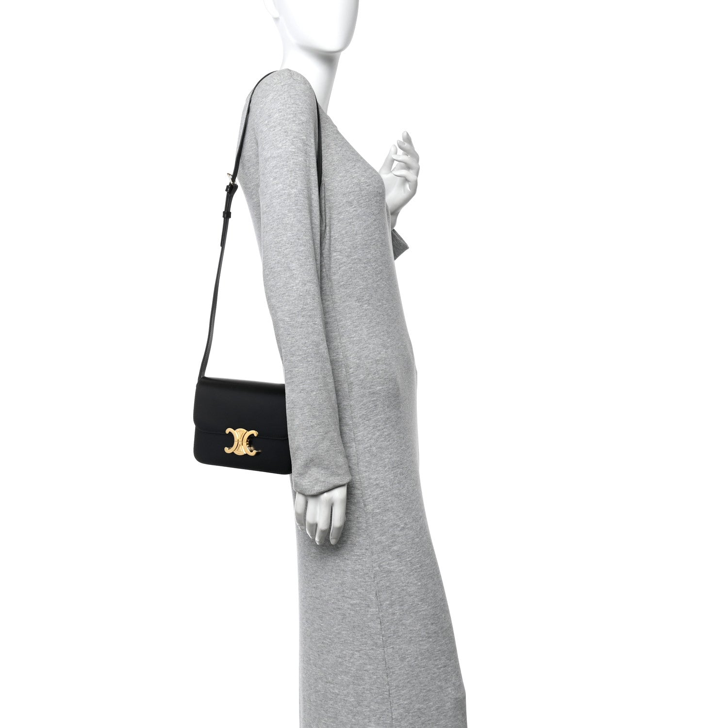 Celine Shiny Calfskin Teen Triomphe Black 2 of 11