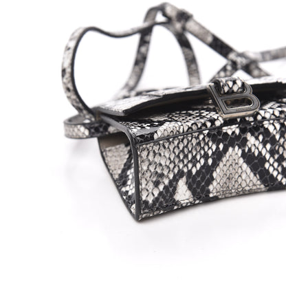 Balenciaga Shiny Calfskin Python Effect Hourglass Top Handle Bag Mini Black White 9 of 10