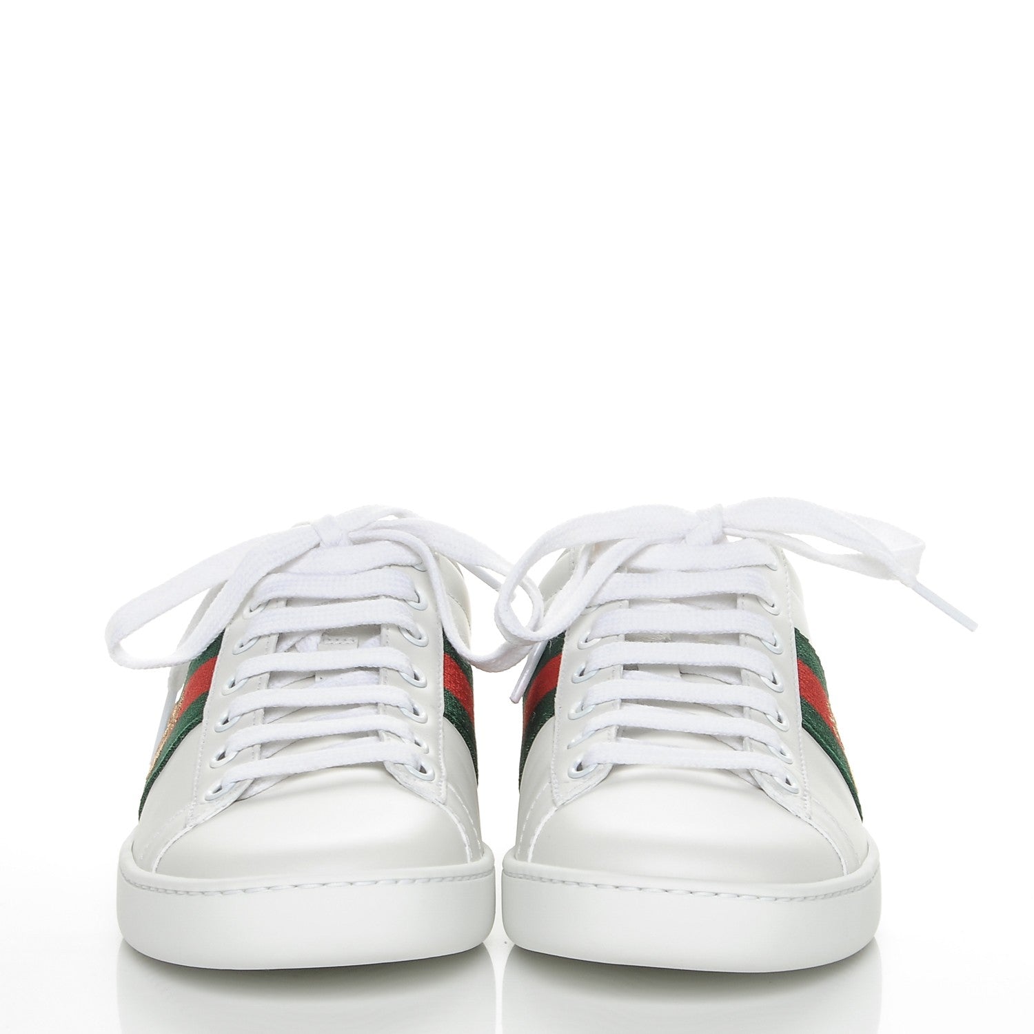 Gucci Calfskin Ayers Bee Embroidered Womens Ace Sneakers 36 White Green 2 of 8