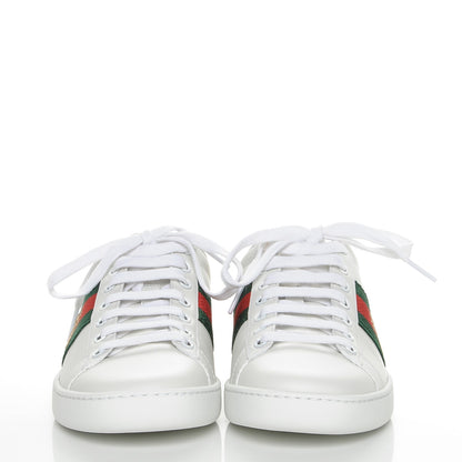 Gucci Calfskin Ayers Bee Embroidered Womens Ace Sneakers 36 White Green 2 of 8