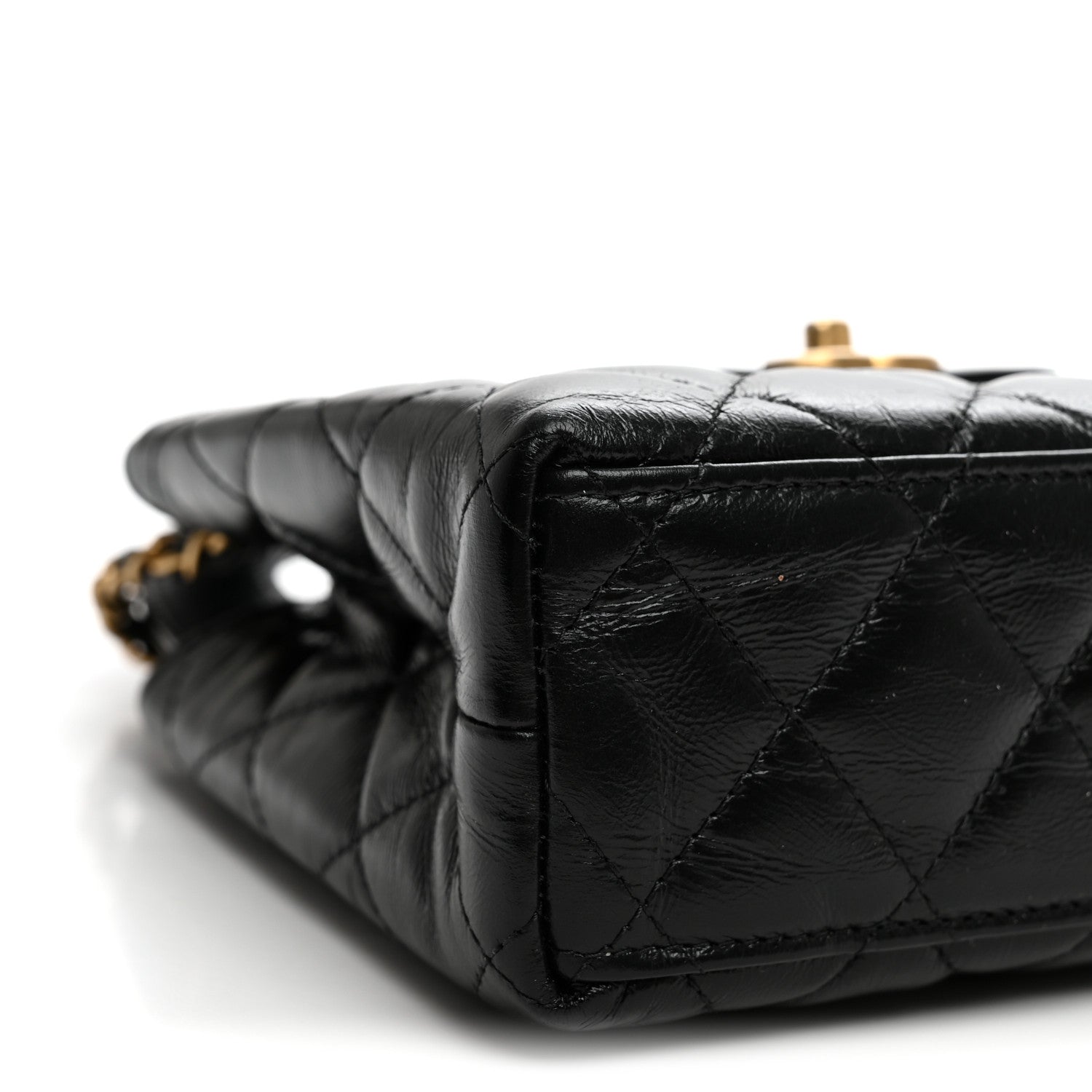 Chanel Shiny Aged Calfskin Quilted Nano Kelly Shopper Black 9 of 10