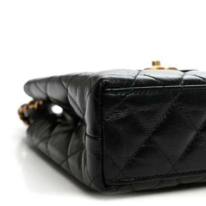 Chanel Shiny Aged Calfskin Quilted Nano Kelly Shopper Black 9 of 10
