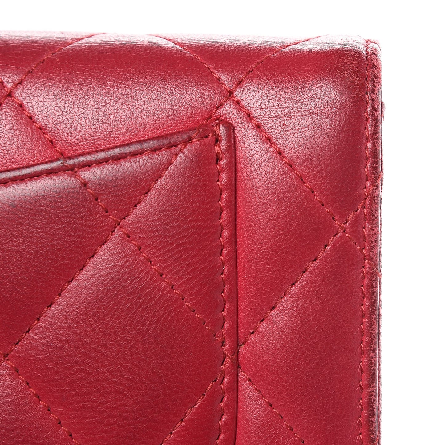 Lambskin Quilted Large Flap Wallet Dark Pink