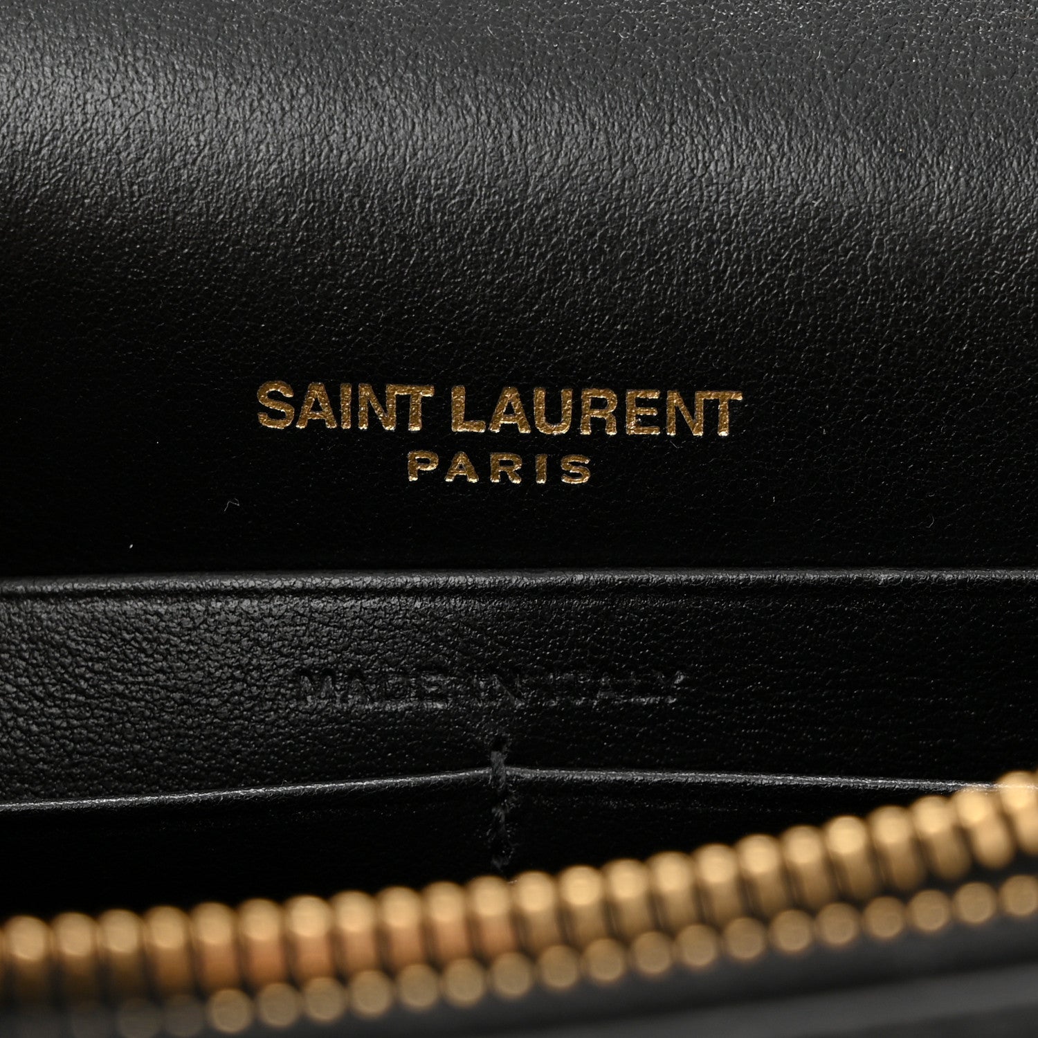 Saint Laurent Calfskin Crocodile Embossed Kate Monogram Tassel Chain Wallet Black 6 of 9