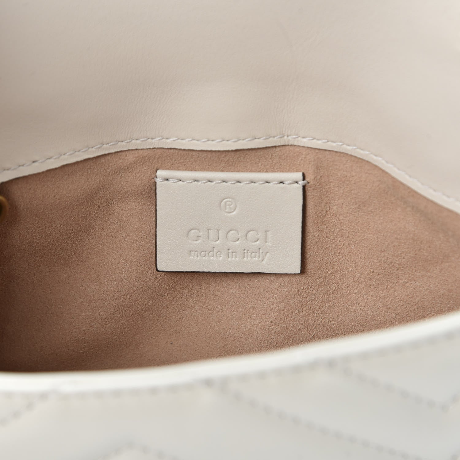 Gucci Calfskin Matelasse Super Mini GG Marmont Shoulder Bag White 7 of 10