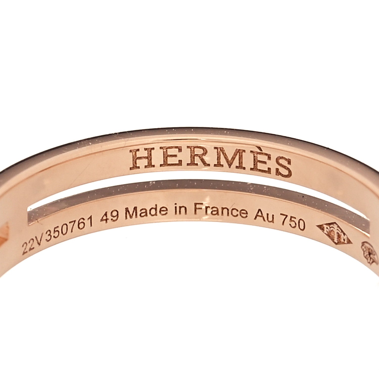 Hermes 18K Rose Gold Diamond Ariane Wedding Band Ring 49 5 4 of 5
