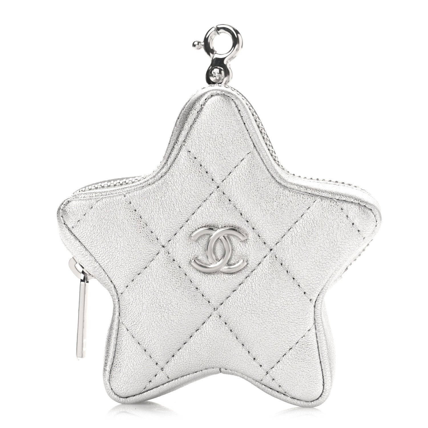 Chanel Metallic Lambskin Walk Of Fame Star Clip On Coin Purse Silver 1 of 9