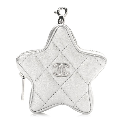 Chanel Metallic Lambskin Walk Of Fame Star Clip On Coin Purse Silver 1 of 9