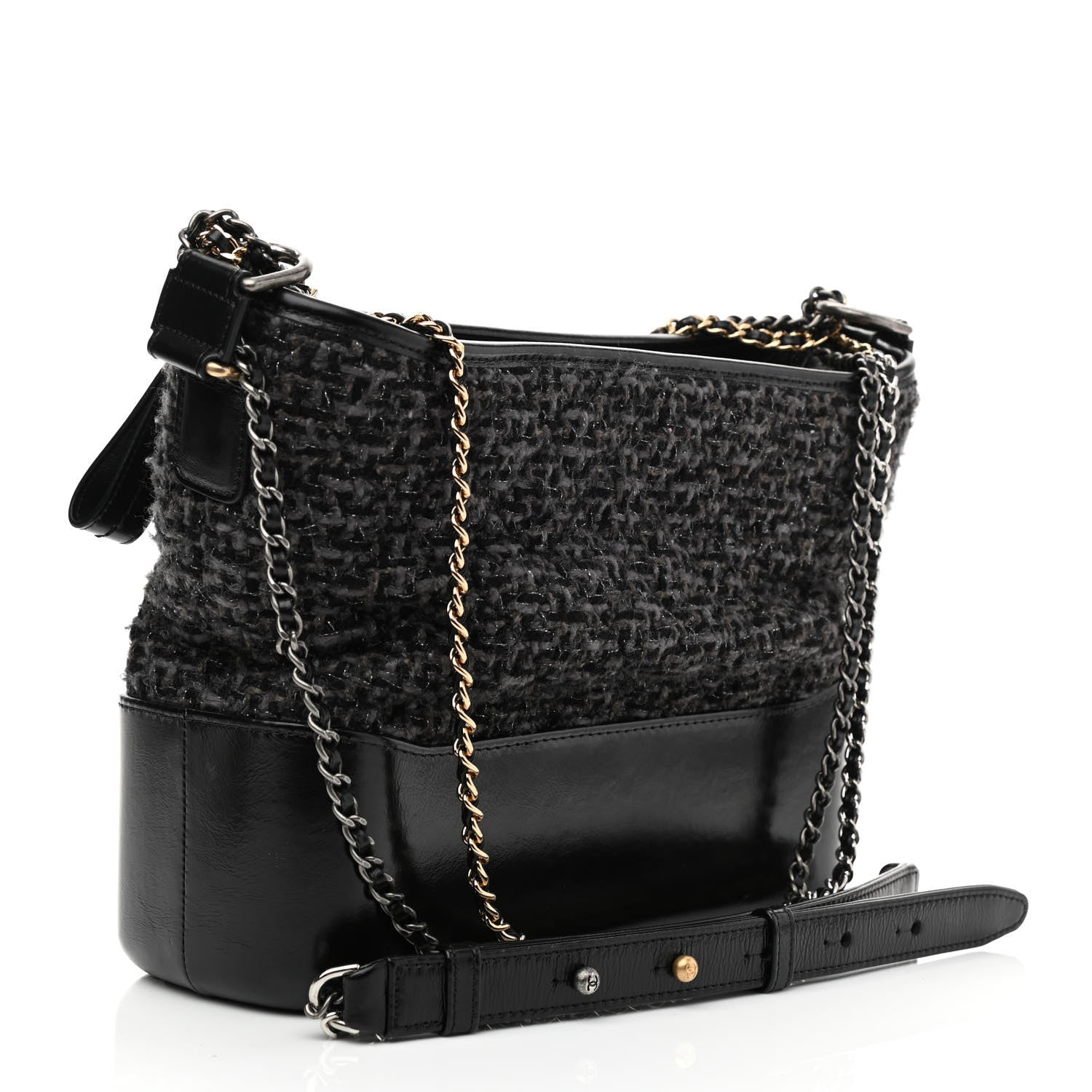 Chanel Tweed Calfskin Quilted Medium Gabrielle Hobo Black 2 of 10
