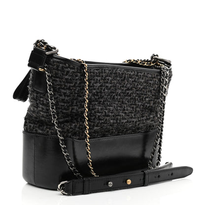 Chanel Tweed Calfskin Quilted Medium Gabrielle Hobo Black 2 of 10