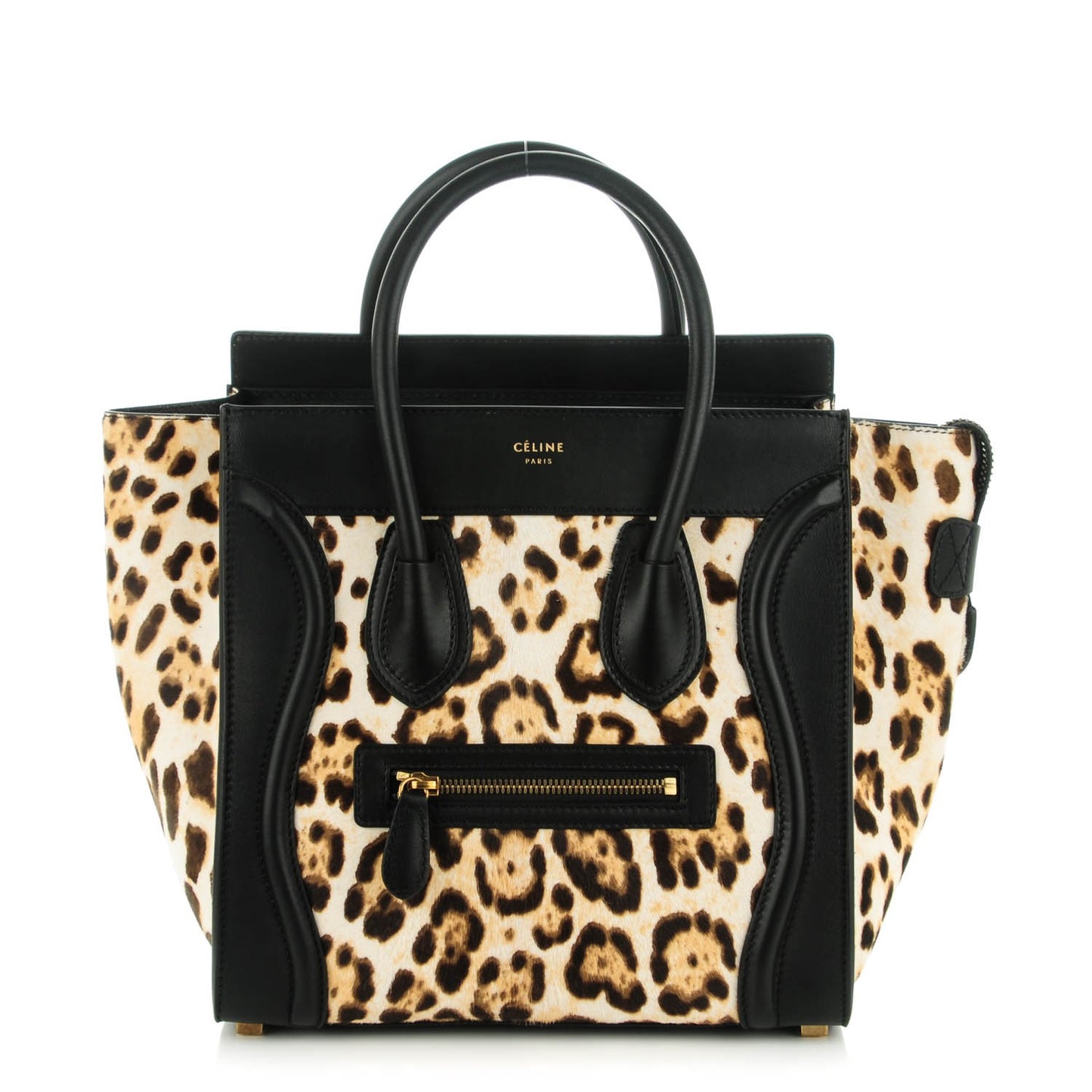 Leopard Pony Hair Micro Luggage Black