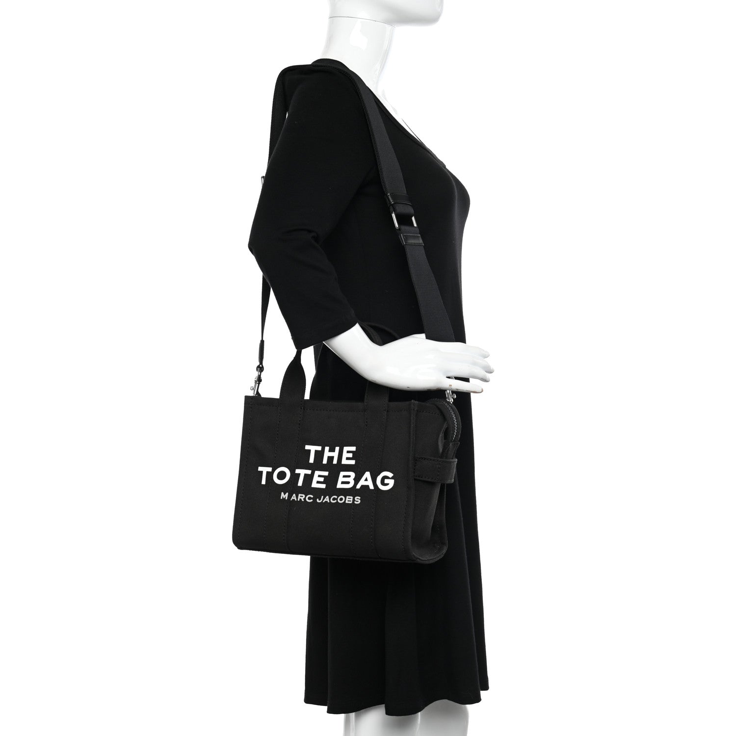 Marc Jacobs Cotton Canvas Small The Traveler Tote Bag Black 2 of 11