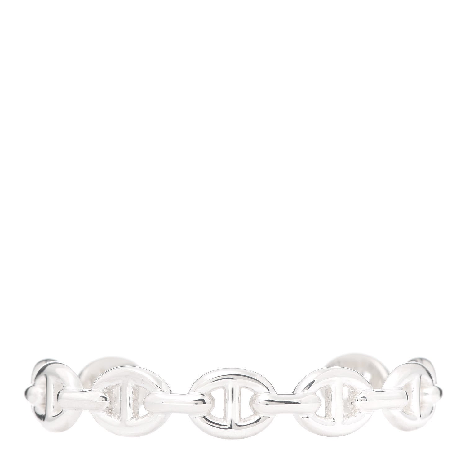 Hermes Sterling Silver MM Chaine d'Ancre Enchainee Cuff Bracelet SH 1 of 6