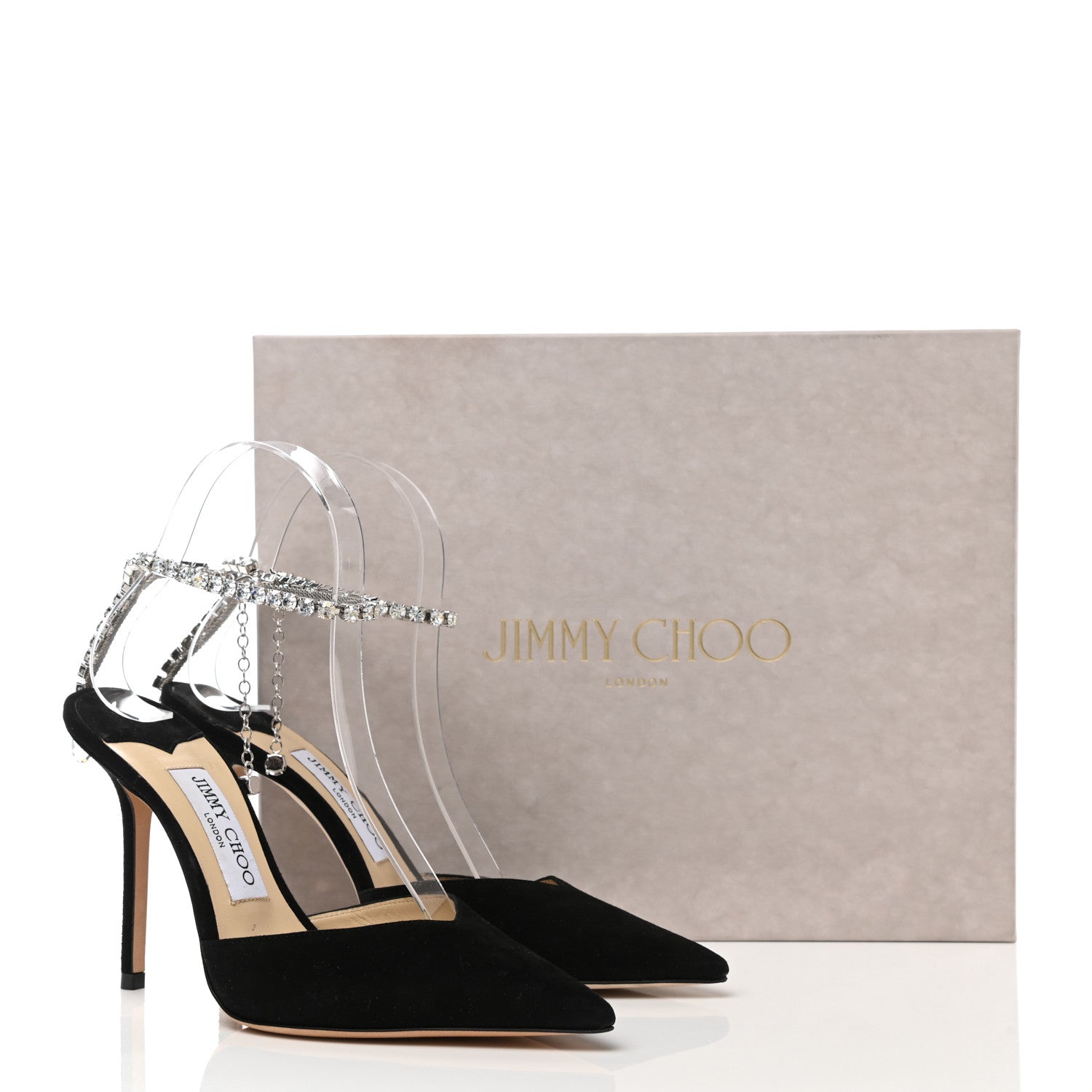 Jimmy Choo Suede Crystal Saeda 100 Pumps 37 Black 8 of 8