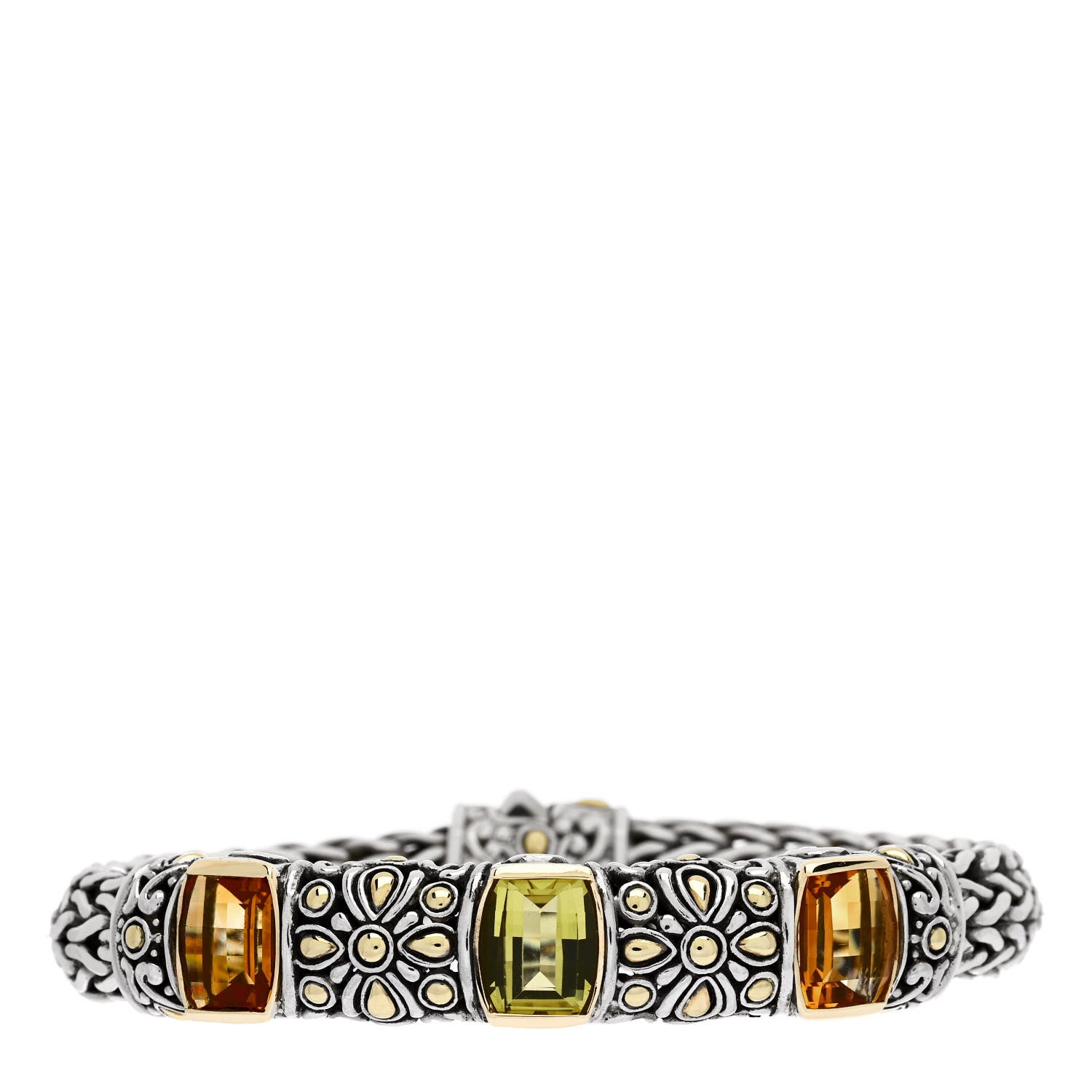 John Hardy Sterling Silver 18K Yellow Gold Citrine Jaisalmer Classic Chain Station Bracelet 1 of 3