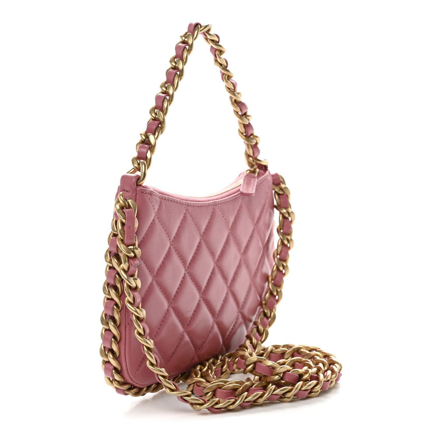 Chanel Lambskin Quilted Chain Around Top Handle Mini Bag Pink 3 of 11