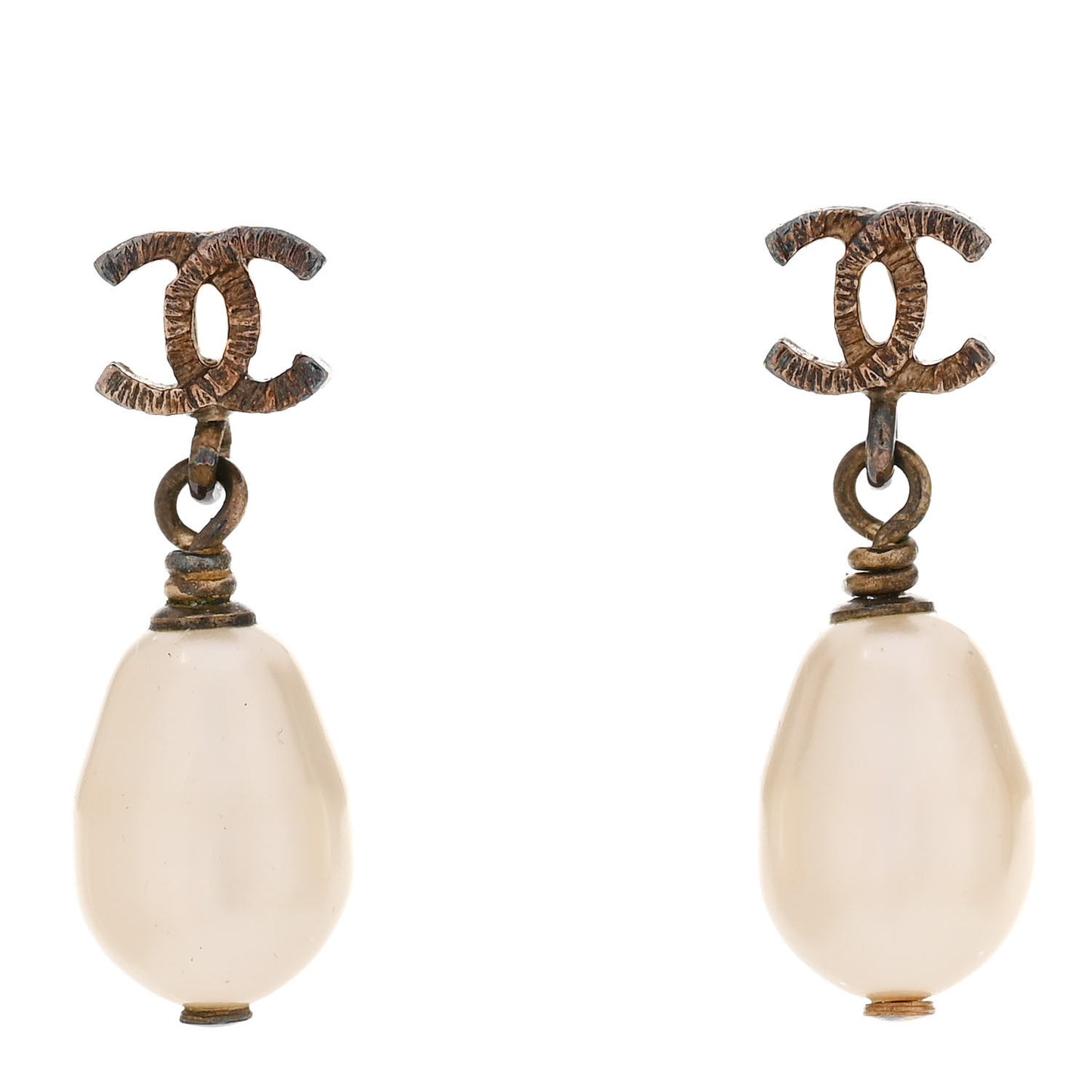 Pearl CC Drop Earrings Gold