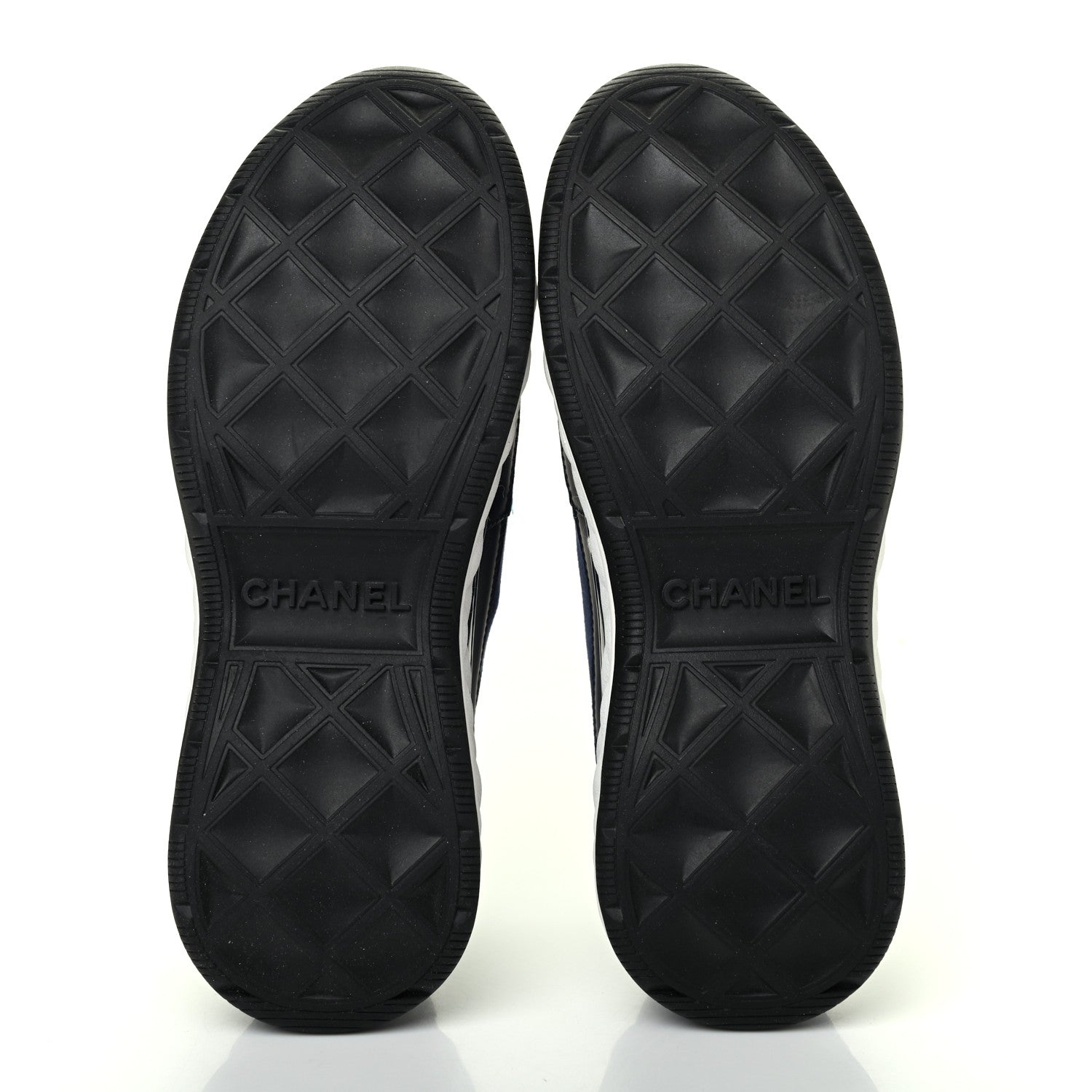 Chanel Fabric Calfskin Suede CC Sneakers 36 Navy Black 5 of 8