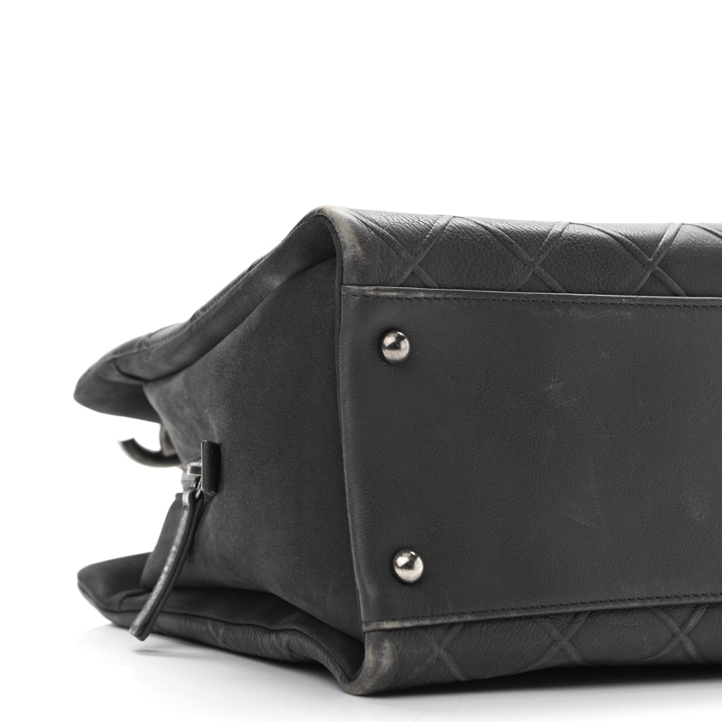 Calfskin Diamond Embossed Large CC Zip Shopping Tote Grey