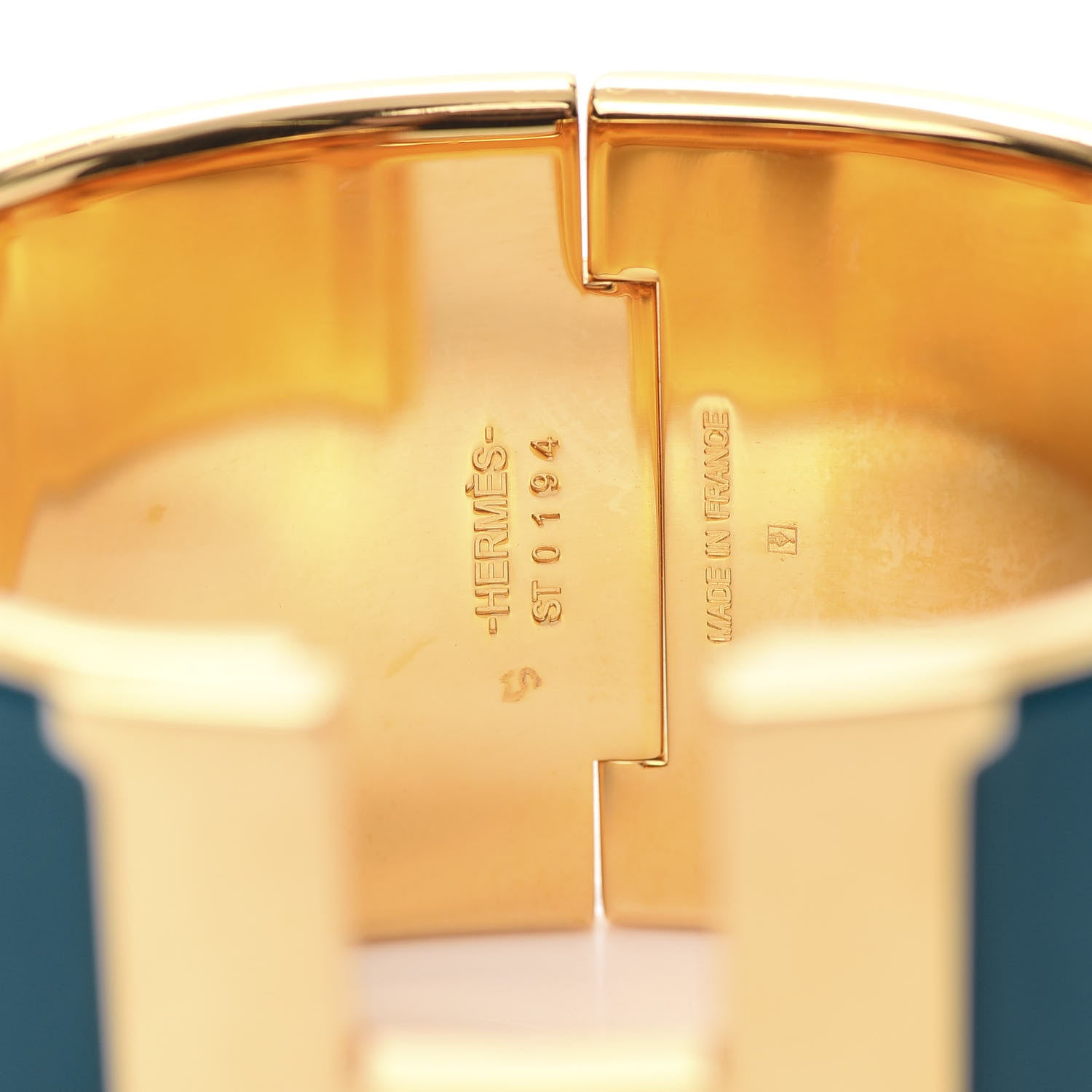 Hermes Enamel Extra Wide Clic Clac H Bracelet GM Bleu Canard 4 of 5
