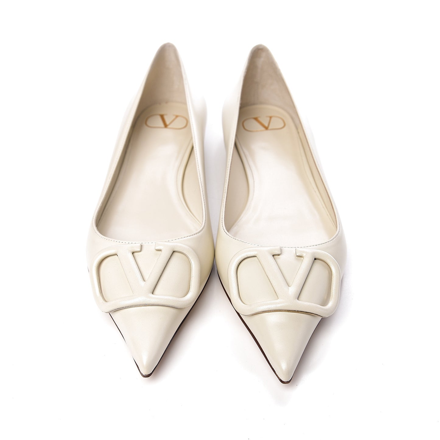 Nappa Vlogo Flats 37.5 Light Ivory
