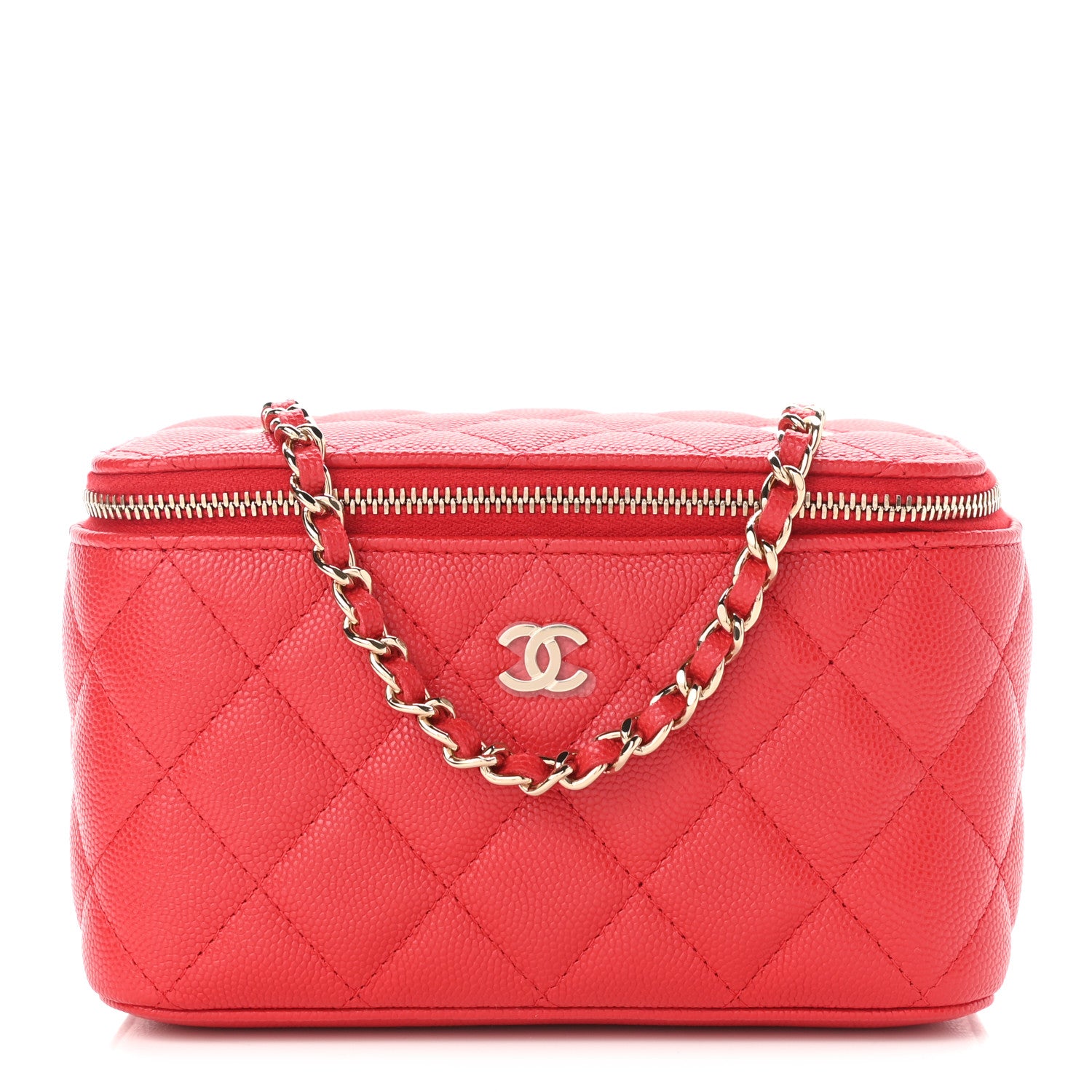 Chanel Caviar Quilted Small Vanity Case With Chain Red 1 of 11