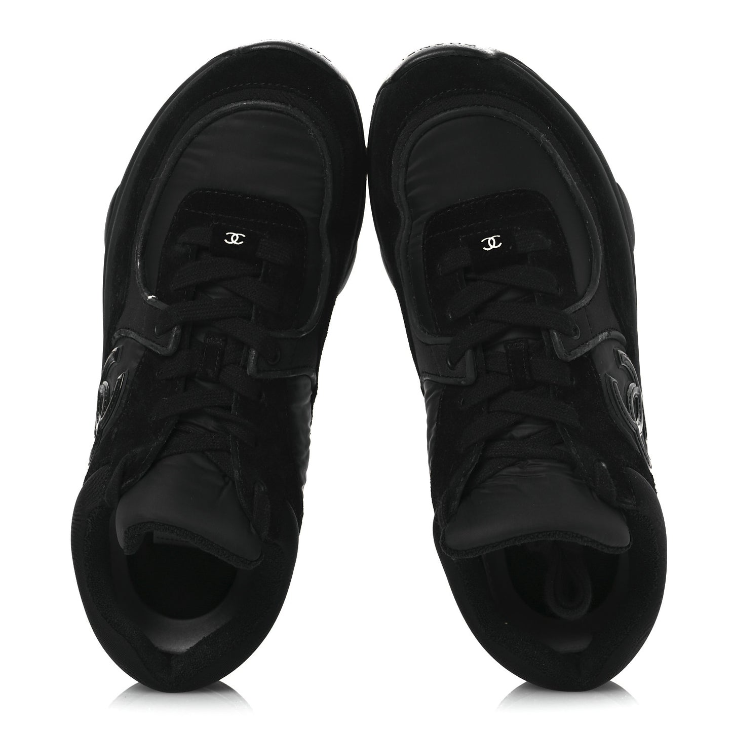 Fabric Calfskin Suede CC Sneakers 38.5 Black