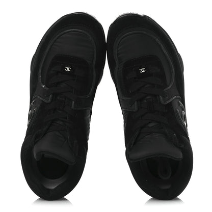 Chanel Fabric Calfskin Suede CC Sneakers 38.5 Black 2 of 12