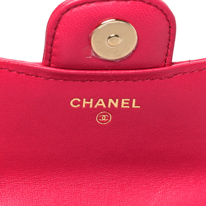 Chanel Lambskin Quilted Top Handle Flap Coin Purse With Chain Dark Pink 6 of 12
