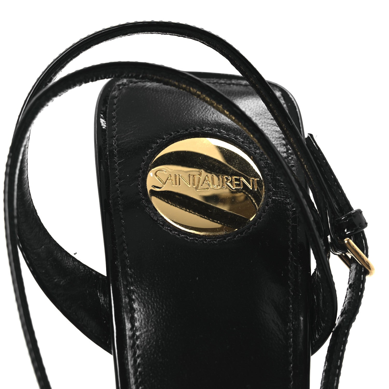 Saint Laurent Patent Calfskin La Scandale 110 Sandals 38 Black 9 of 12