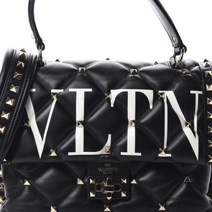 Valentino Garavani Lambskin VLTN Print Candystud Top Handle Bag Black 12 of 12