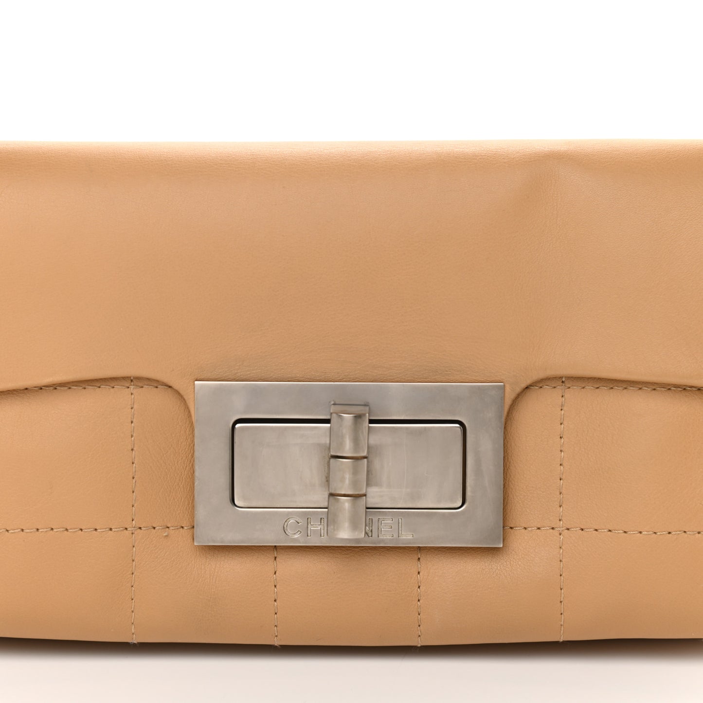 Calfskin Square Stitched Mademoiselle Shoulder Bag Tan