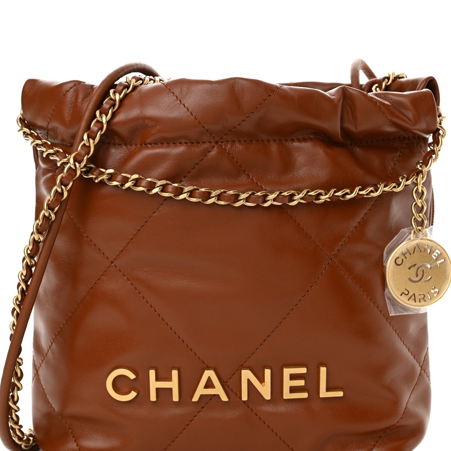Chanel Shiny Calfskin Quilted Mini Chanel 22 Light Brown 8 of 11