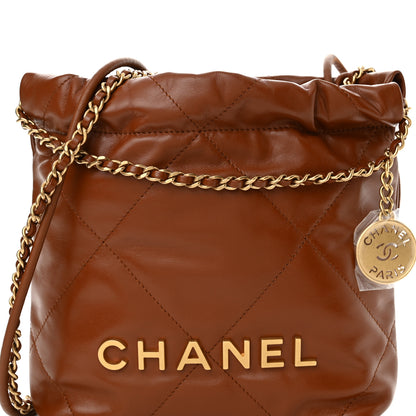 Chanel Shiny Calfskin Quilted Mini Chanel 22 Light Brown 8 of 11