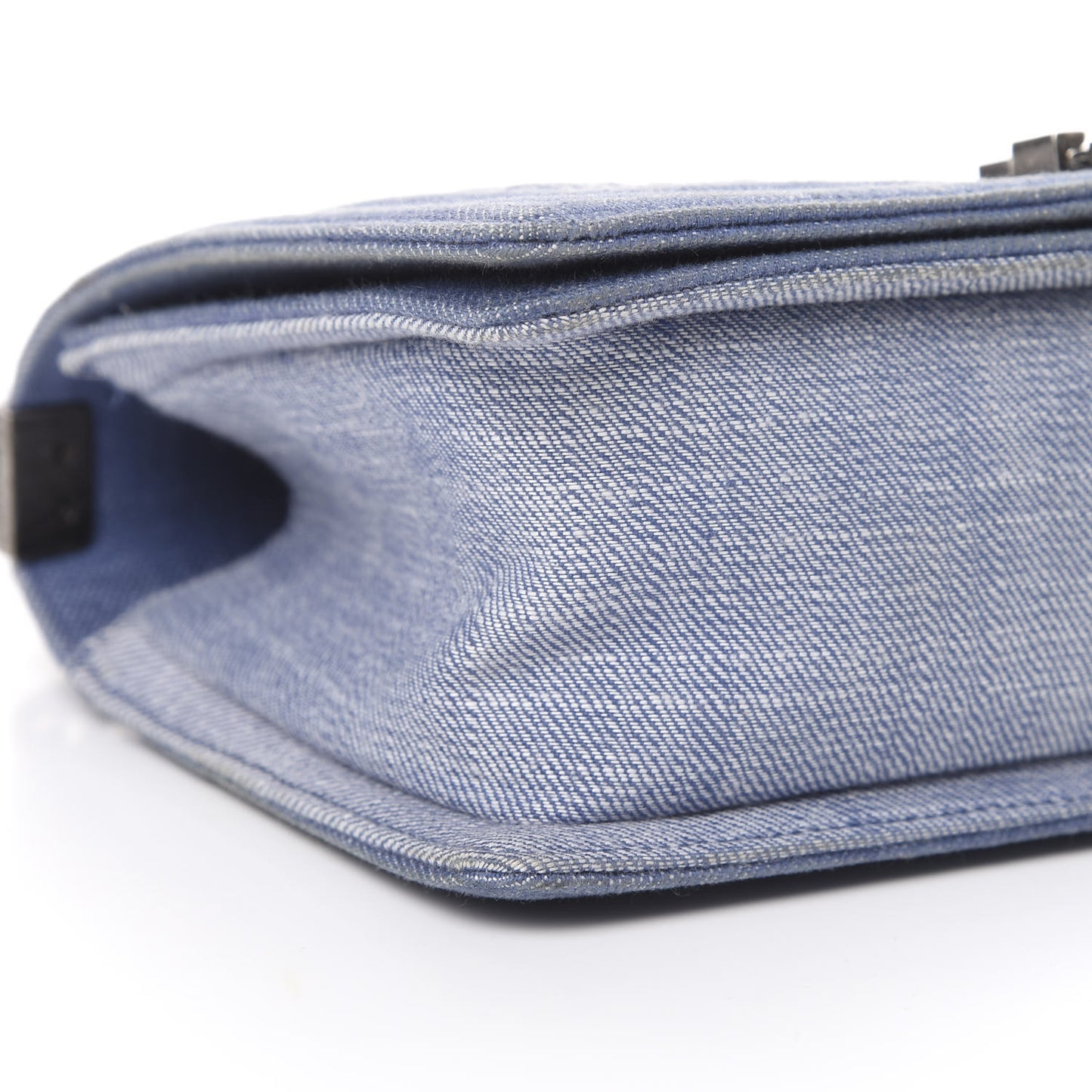 Denim Chevron Quilted Medium Boy Flap Blue