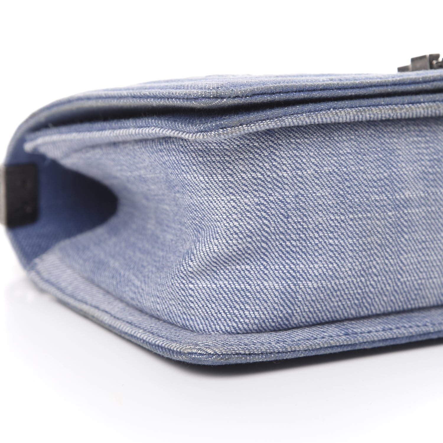 Chanel Denim Chevron Quilted Medium Boy Flap Blue 8 of 9
