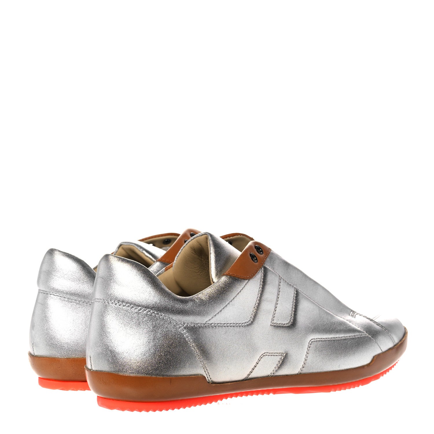 Hermes Metallic Nappa Womens Sneakers 38.5 Gris Argente 4 of 10