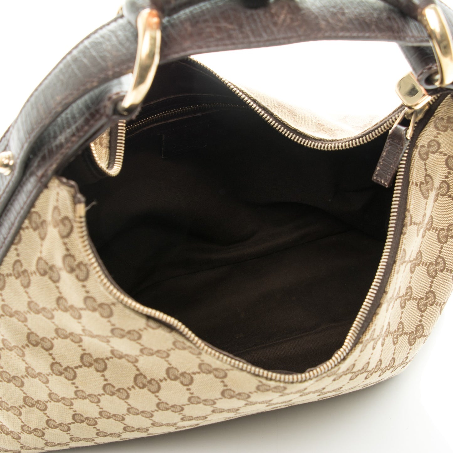 Monogram Medium Horsebit Chain Hobo Dark Brown