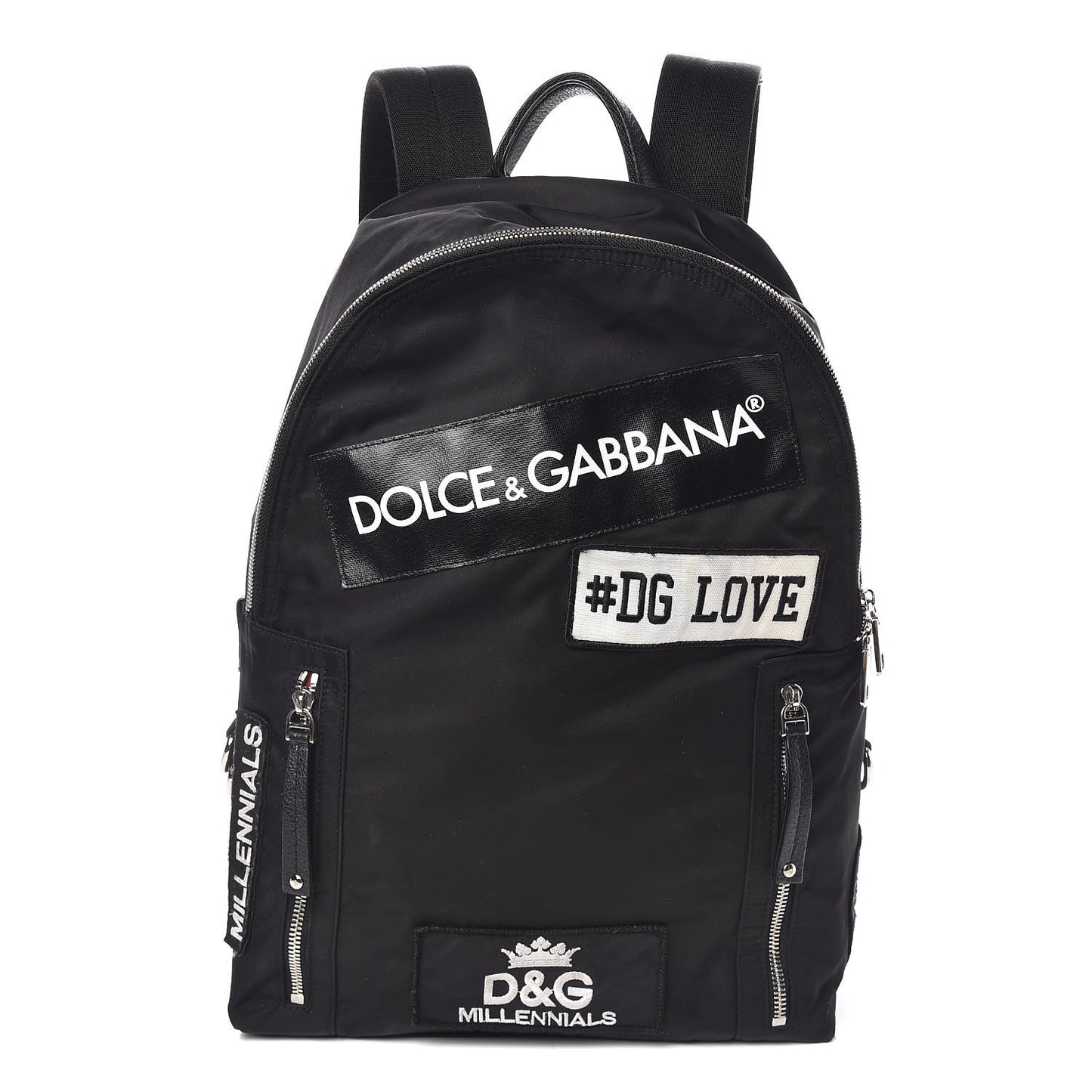 Nylon Logo Patches Backpack Black