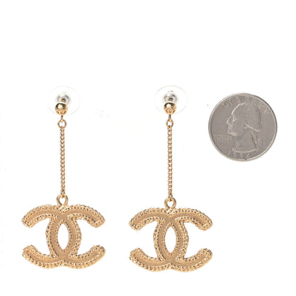 Chanel CC Drop Earrings Matte Gold 2 of 4