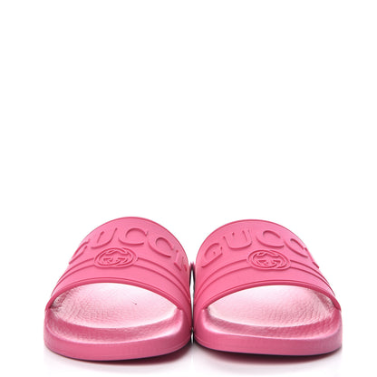 Gucci Rubber Womens Logo Slide Sandals 38 Fuchsia 2 of 11