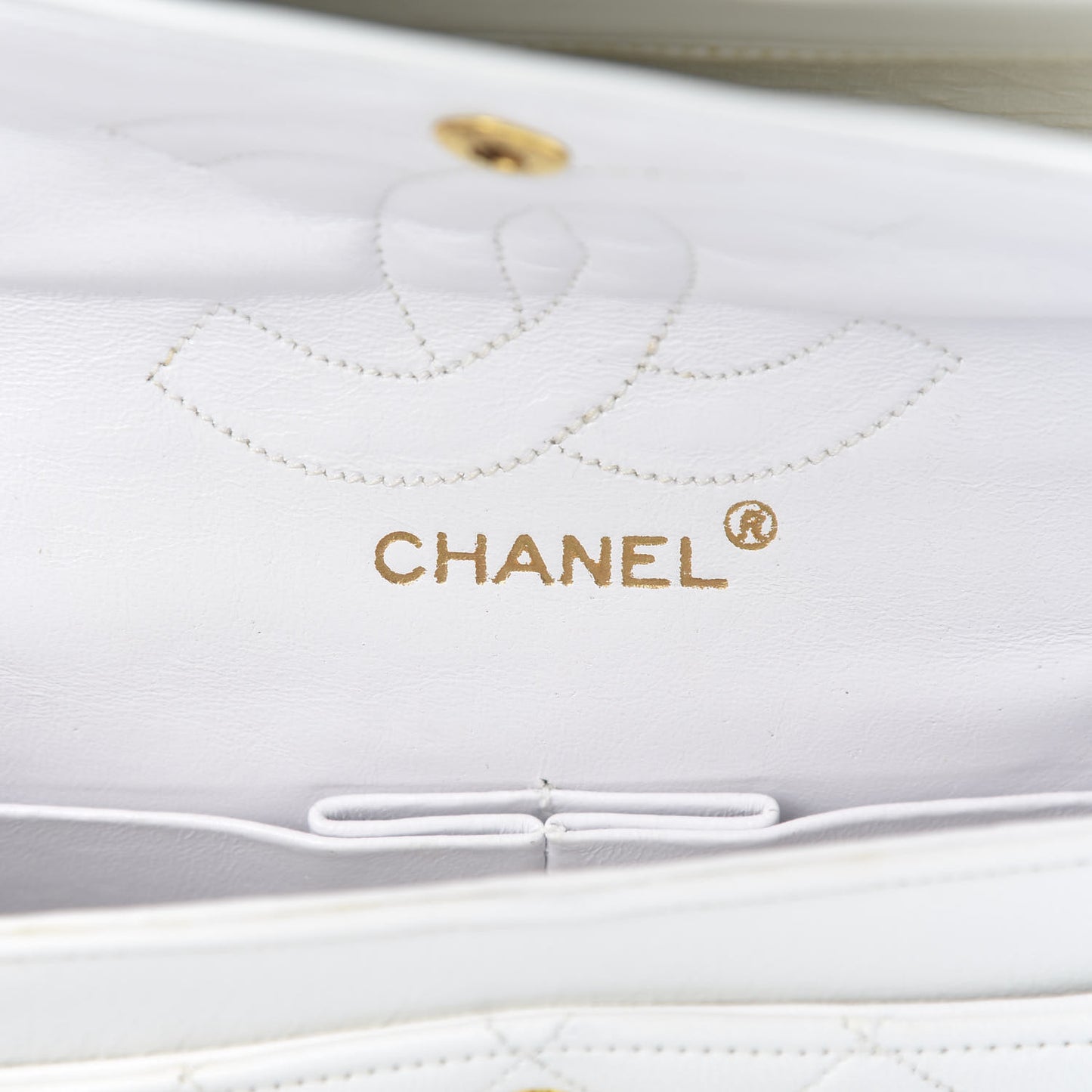 Lambskin Quilted Small Double Flap White