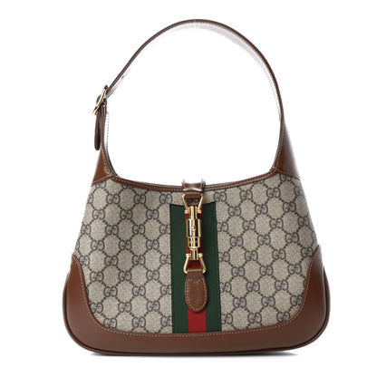 Gucci GG Supreme Monogram Azalea Calfskin Web Small Jackie 1961 Hobo Beige Ebony Brown Sugar 1 of 11