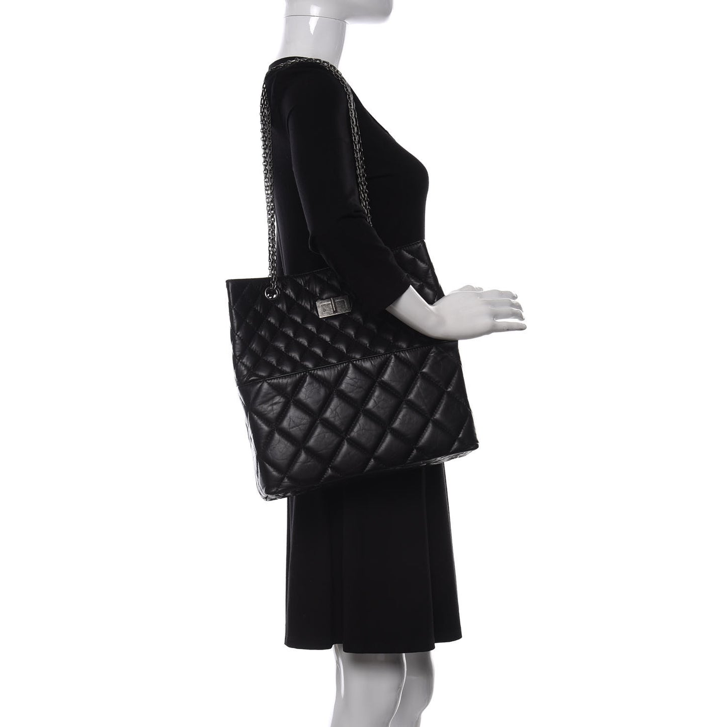 Aged Calfskin Quilted Reissue 2.55 Tote Black