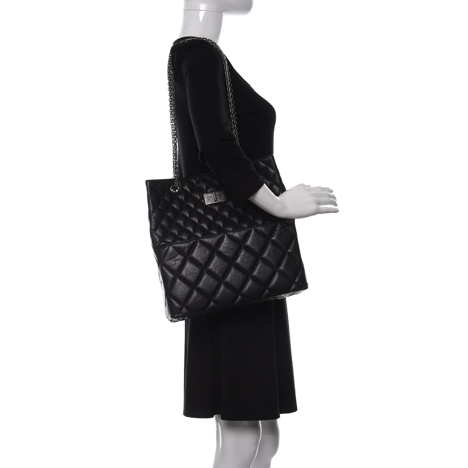 Chanel Aged Calfskin Quilted Reissue 2.55 Tote Black 2 of 10