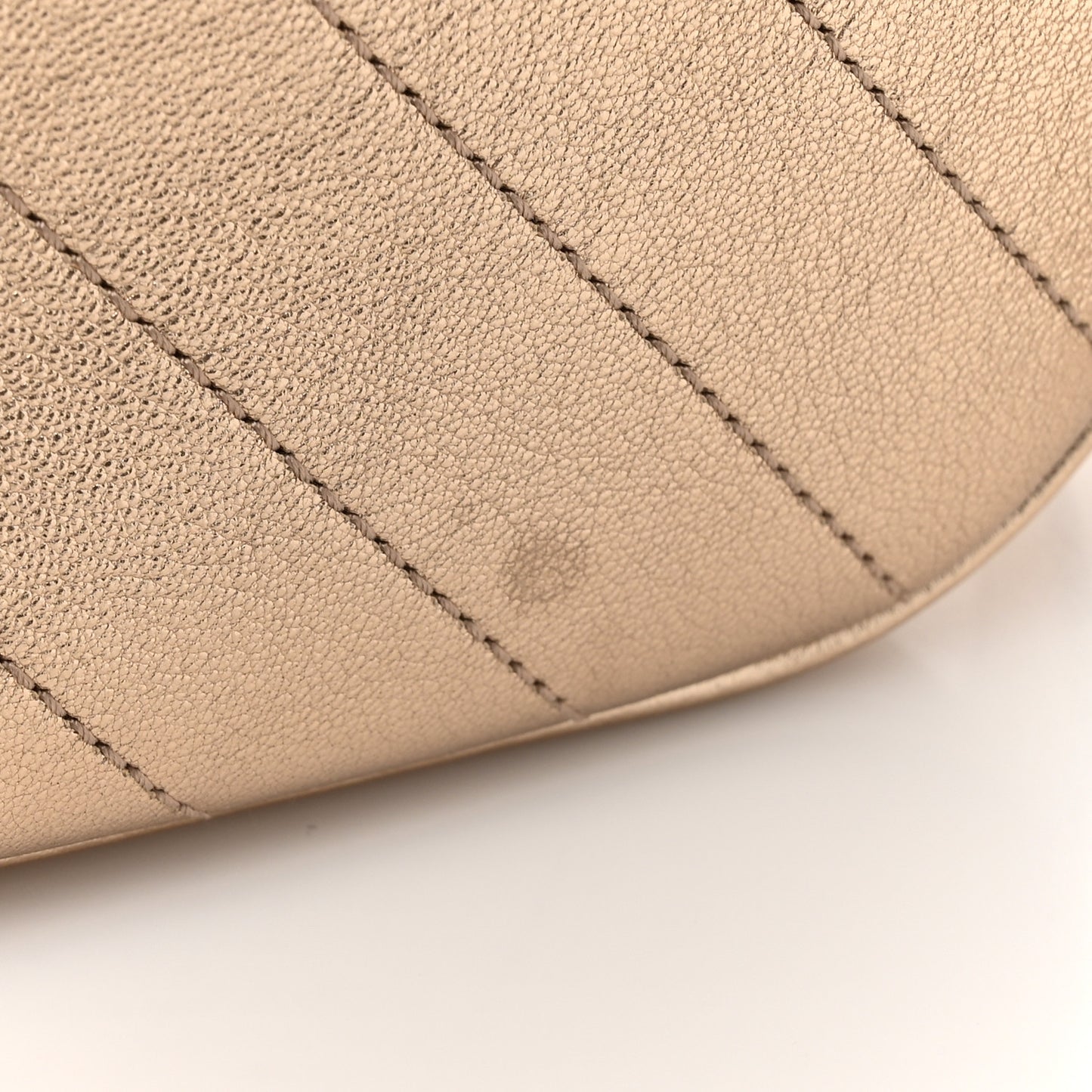 Metallic Sakai Be Green Calfskin Diagonal Stitched Small Blondie Shoulder Bag Golden Beige
