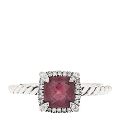 David Yurman Sterling Silver Diamond Garnet 7mm Petite Chatelaine Pave Bezel Ring 62 10 2 of 8